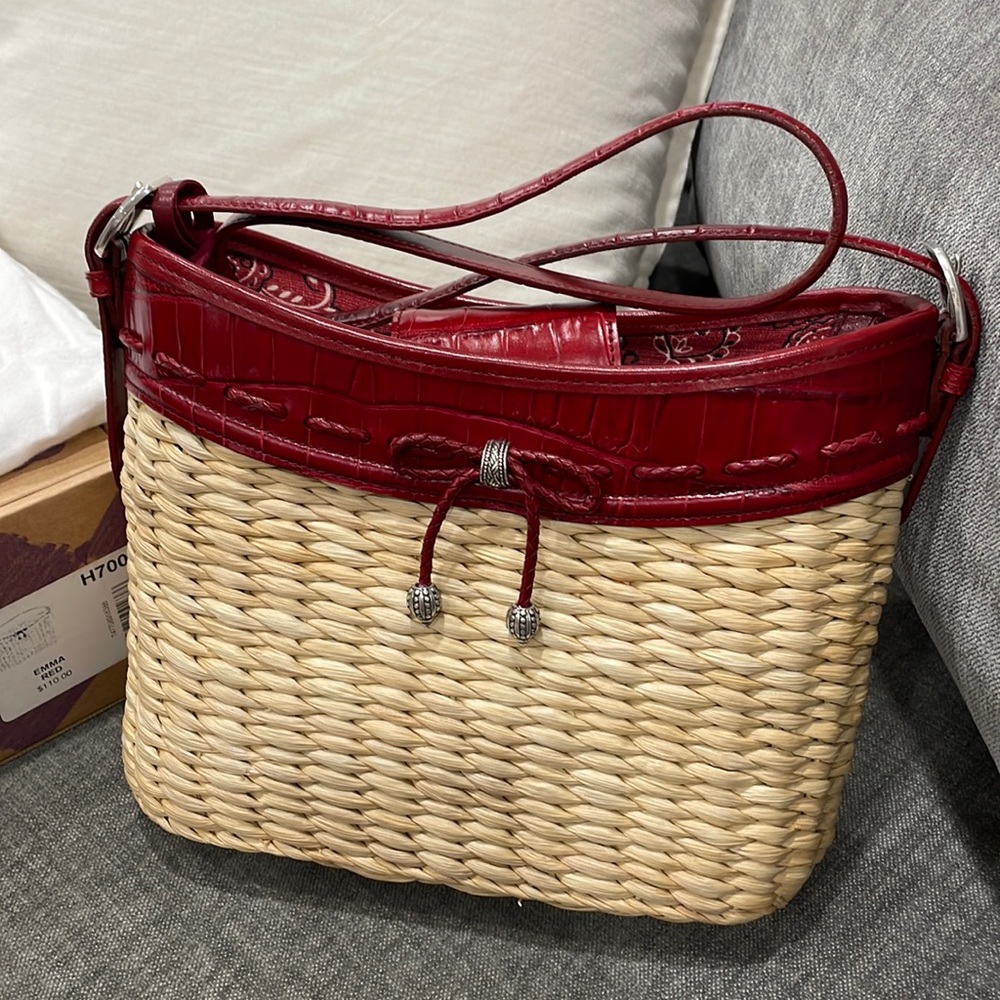 NEW Gorgeous vintage new with tags Brighton straw and croc bag